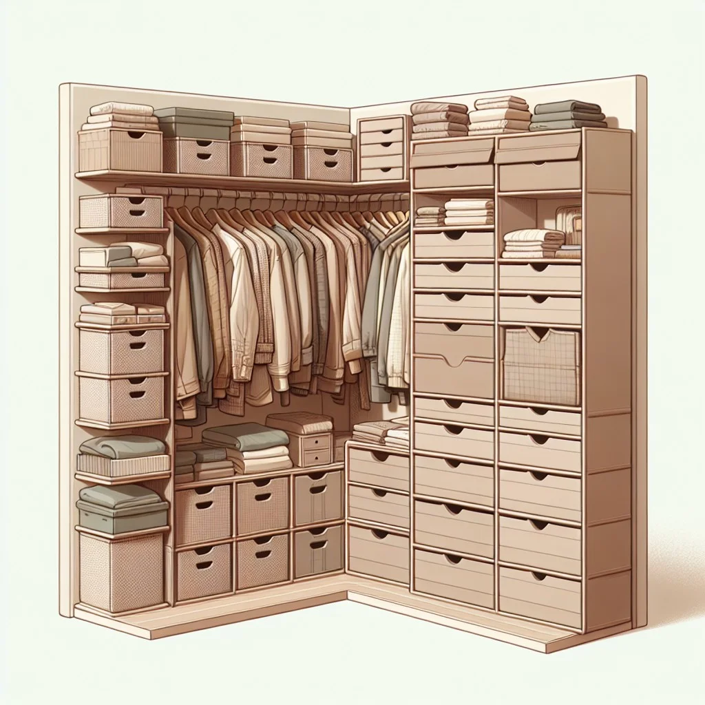 compact drawer units for maximum slanted wall closet storage