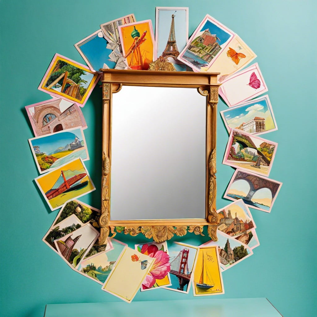 create a border for a mirror with postcards