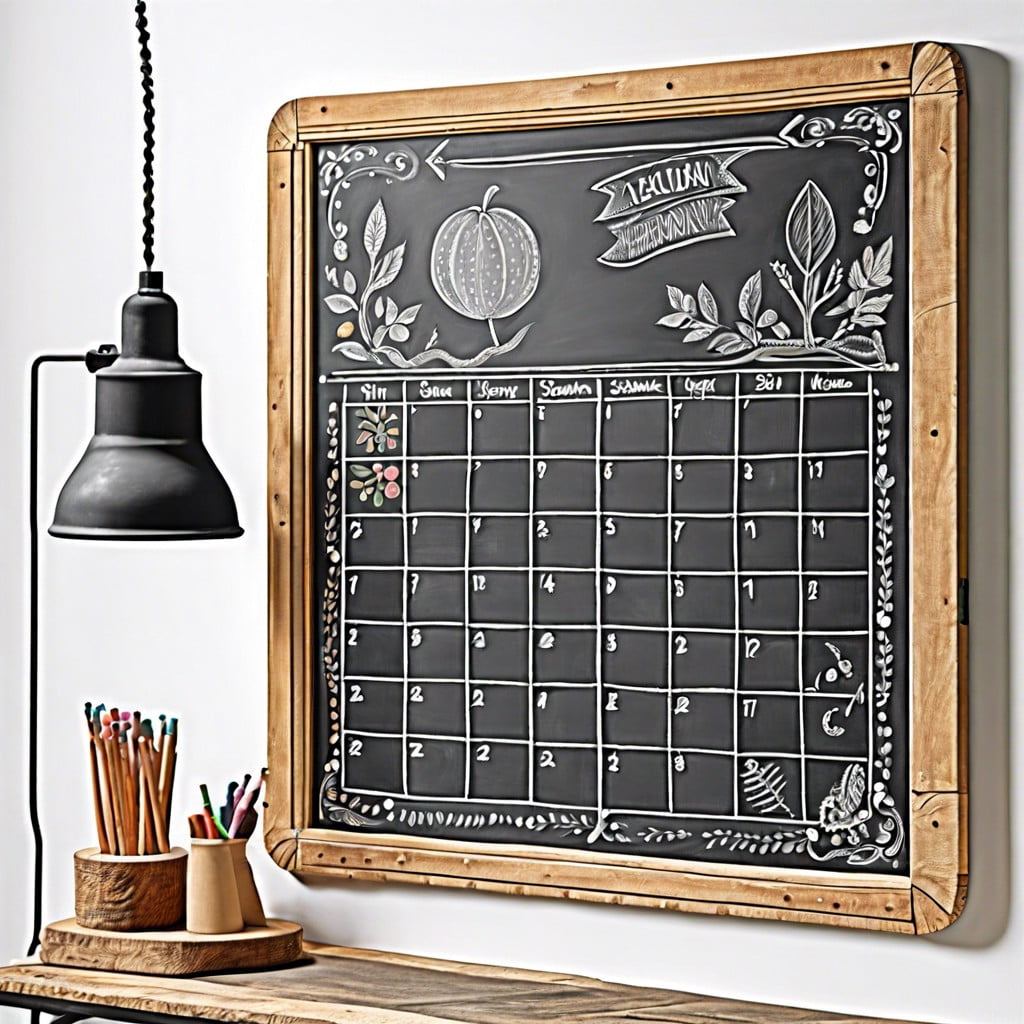 create a calendar corner with chalk drawn grids