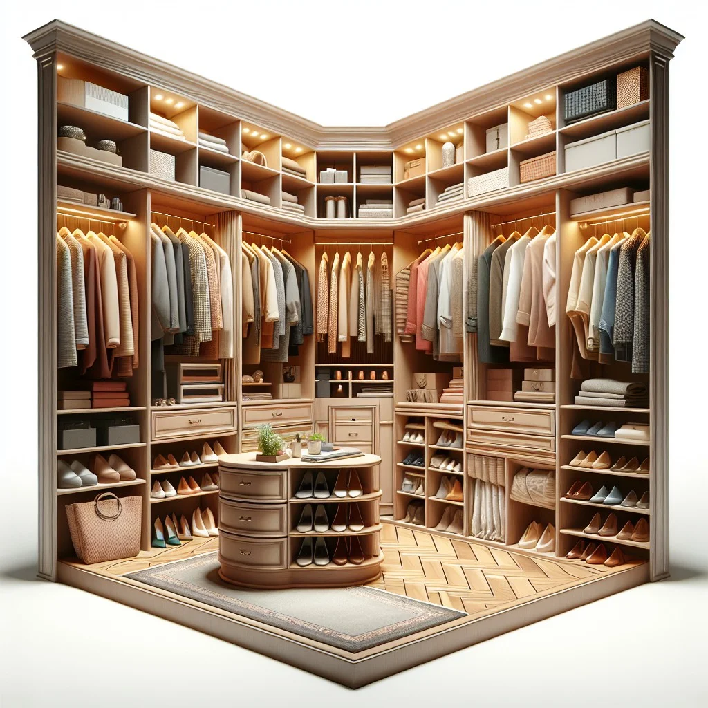 creating a walk in closet using diagonal wall spaces
