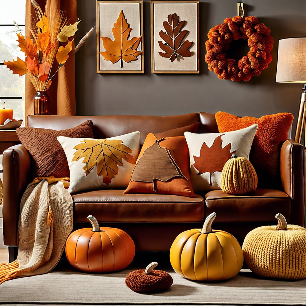 creative ideas using fall themed throw pillows
