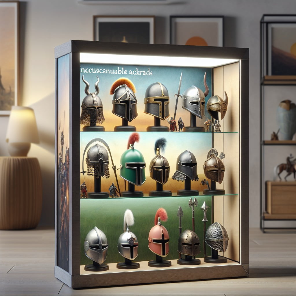 customizable mini helmet display cabinet with interchangeable backdrops