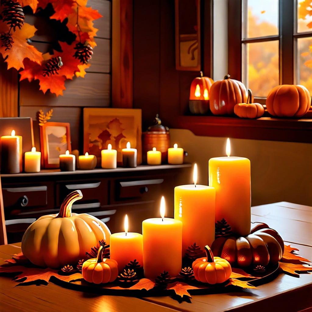 decorate with fall themed candles
