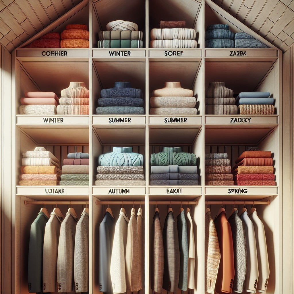 designate top shelves for seasonal clothing