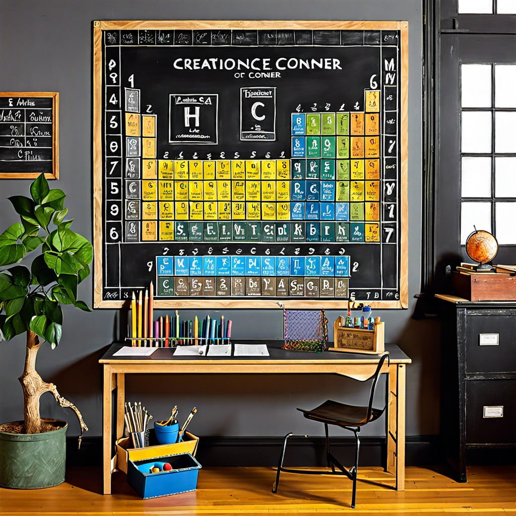 develop a science corner with periodic table elements
