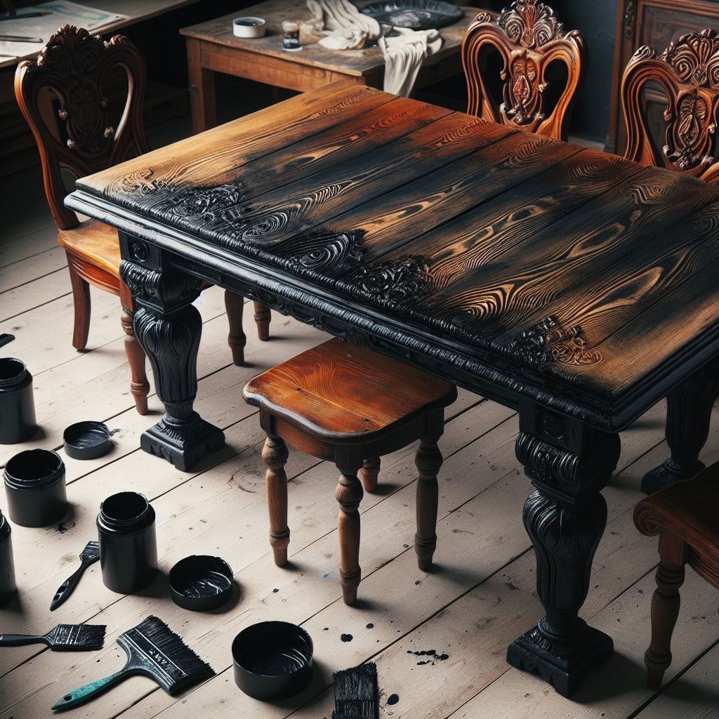 diy guide to transforming a dining room set with black chalk paint