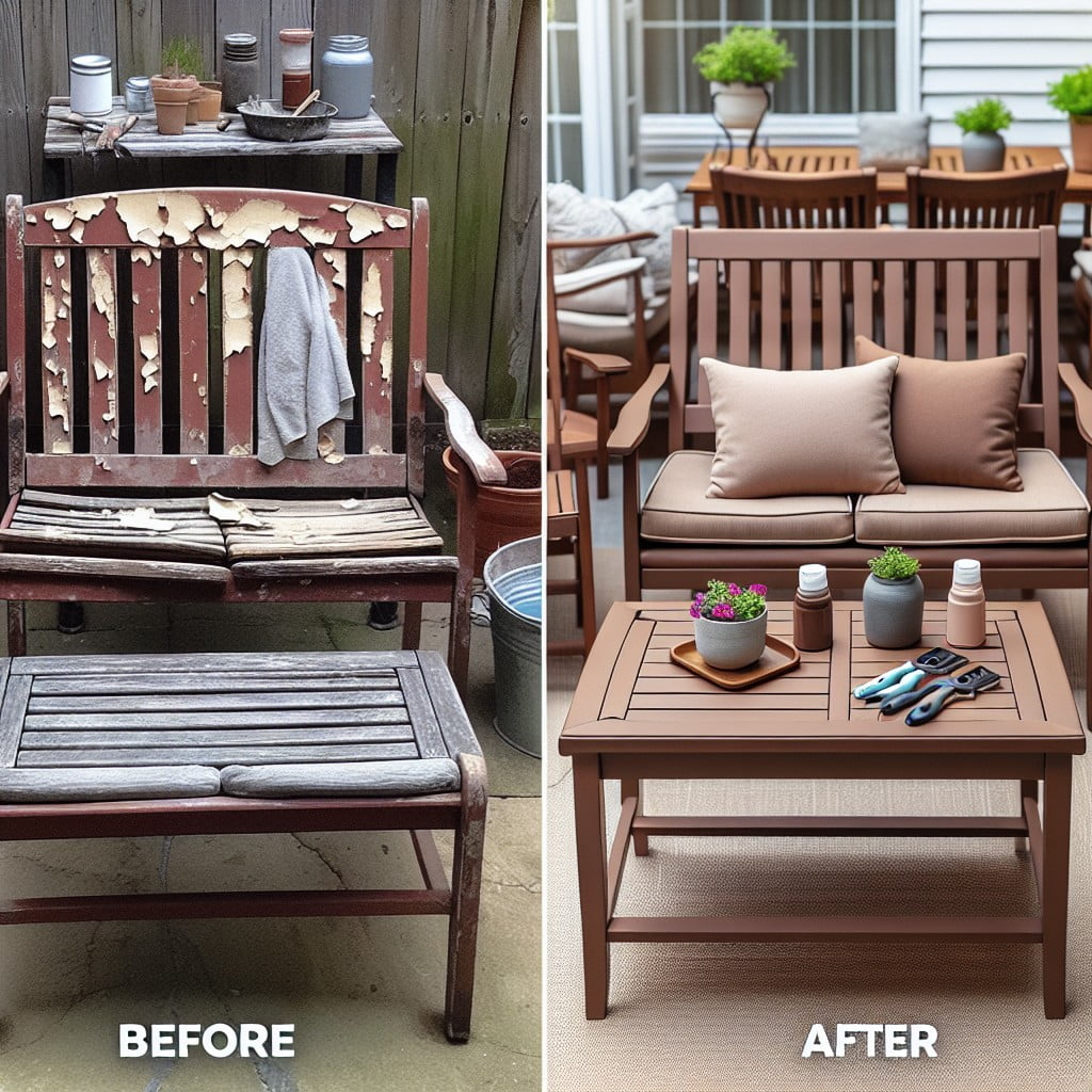 diy patio furniture makeover with brown chalk paint