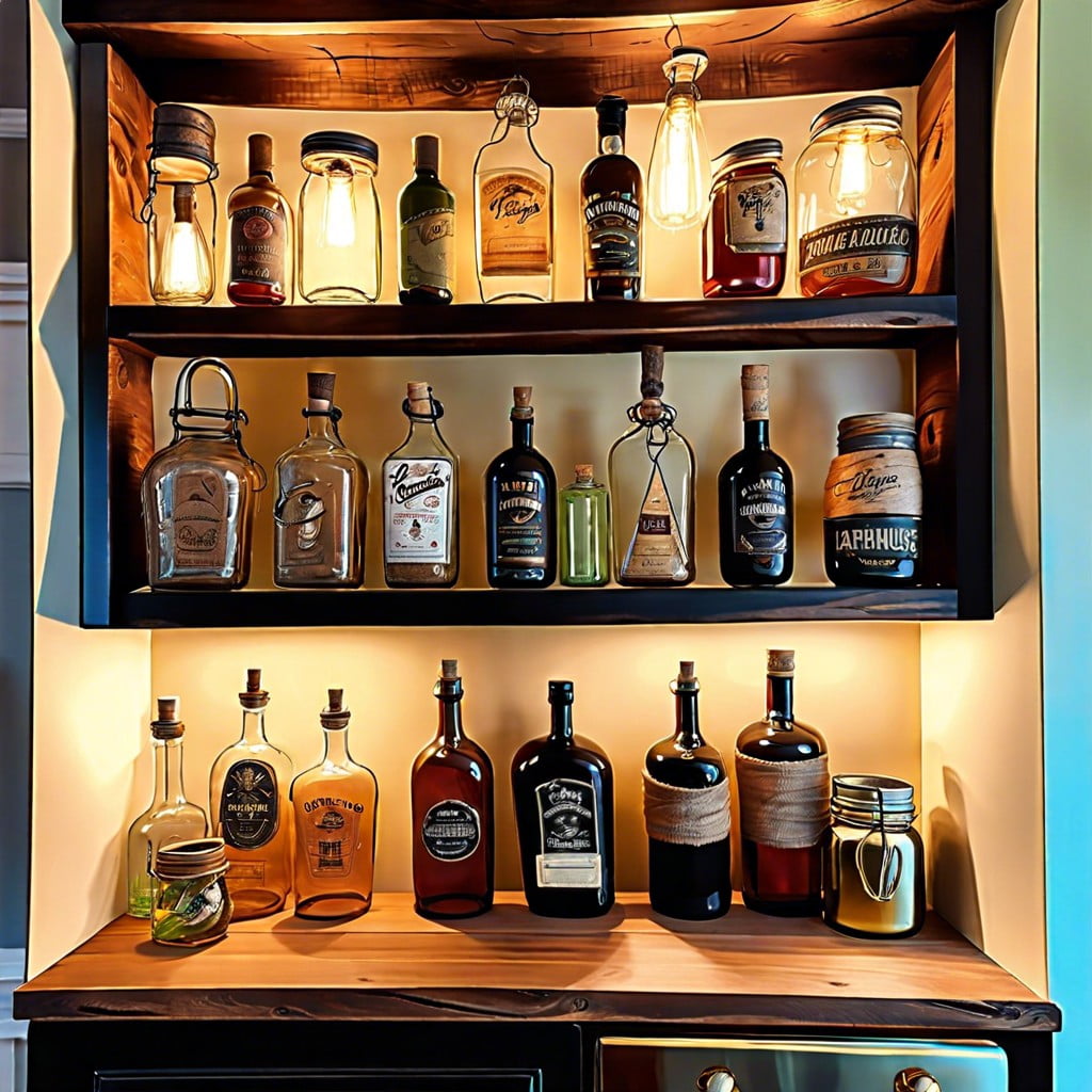 diy rustic shelving liquor display