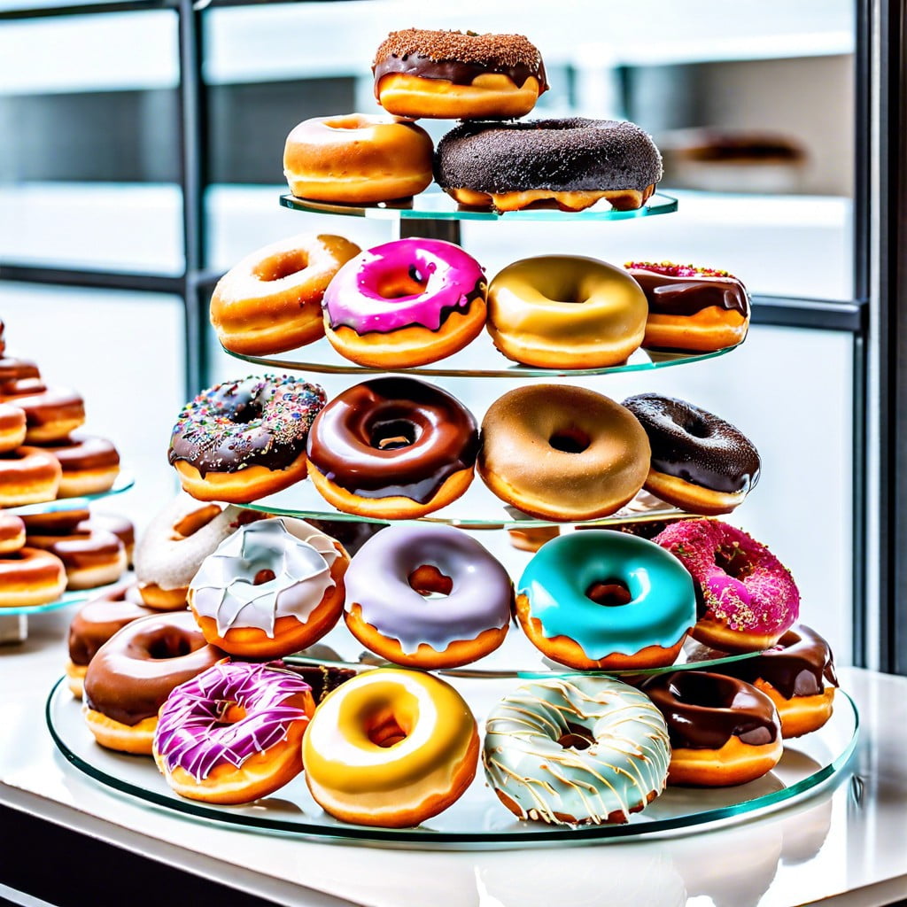 donuts on glass stand