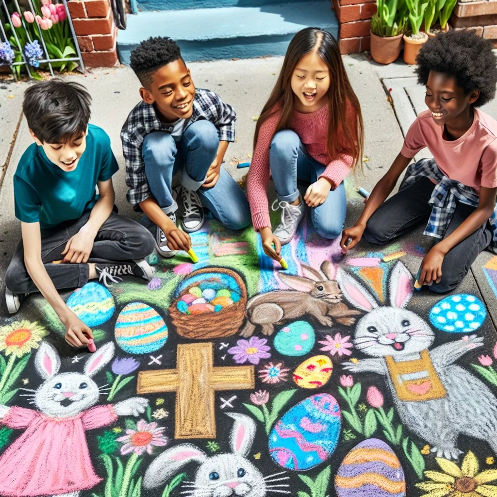 easter chalk art for kids