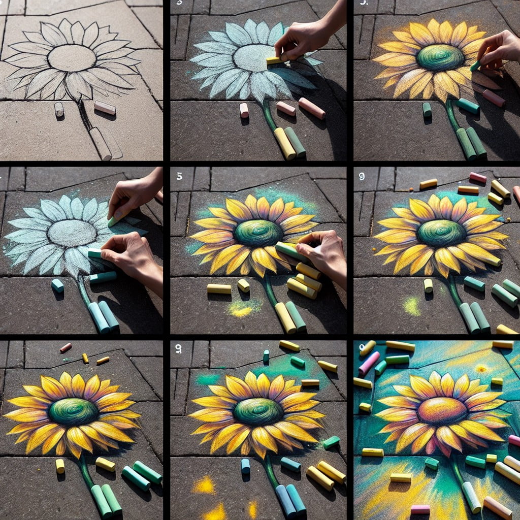 easy guide on drawing sunflowers with chalk