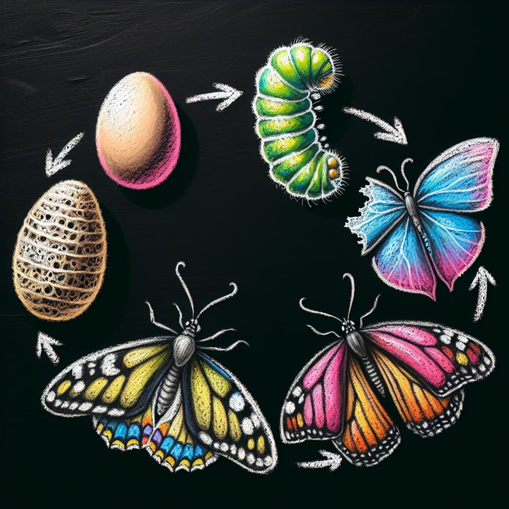 educational activity chalk butterfly life cycle illustrations