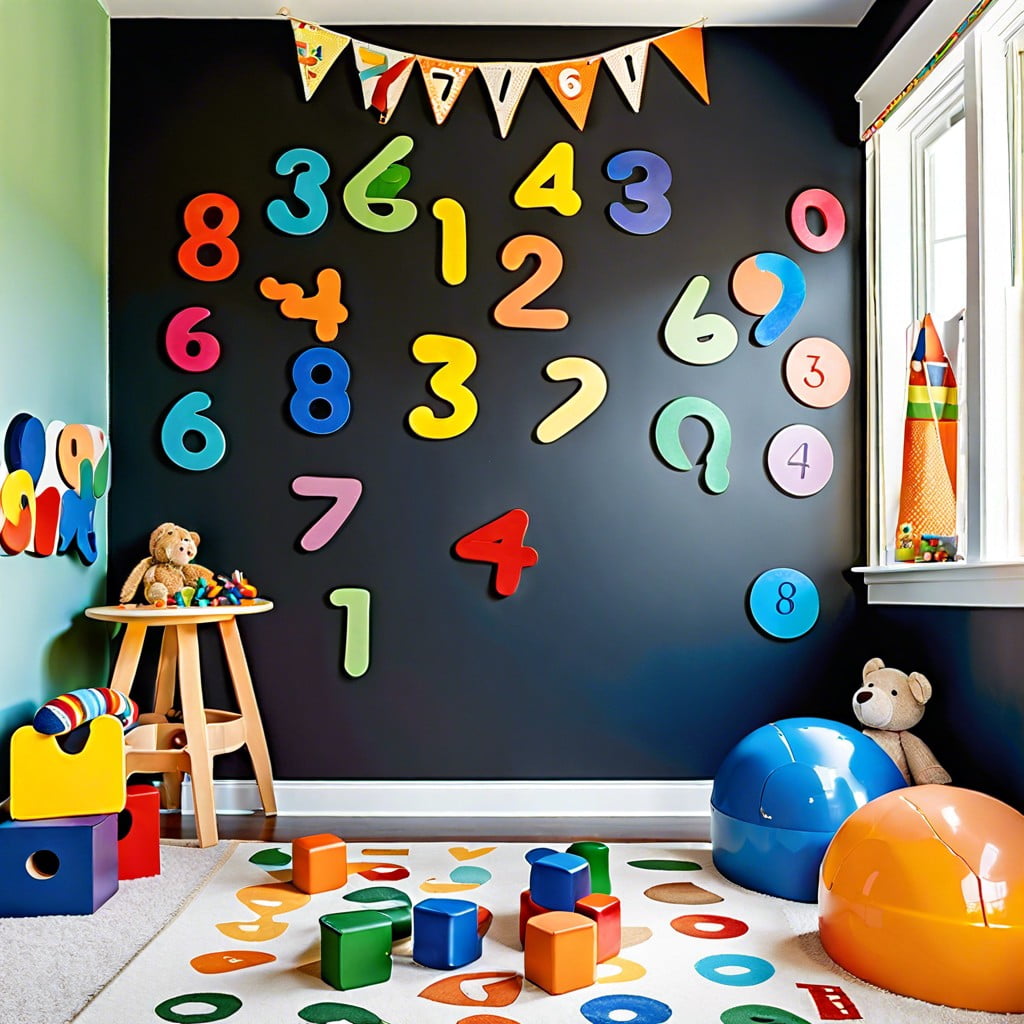 educational play area use it in a kids room for learning letters and numbers with magnetic pieces