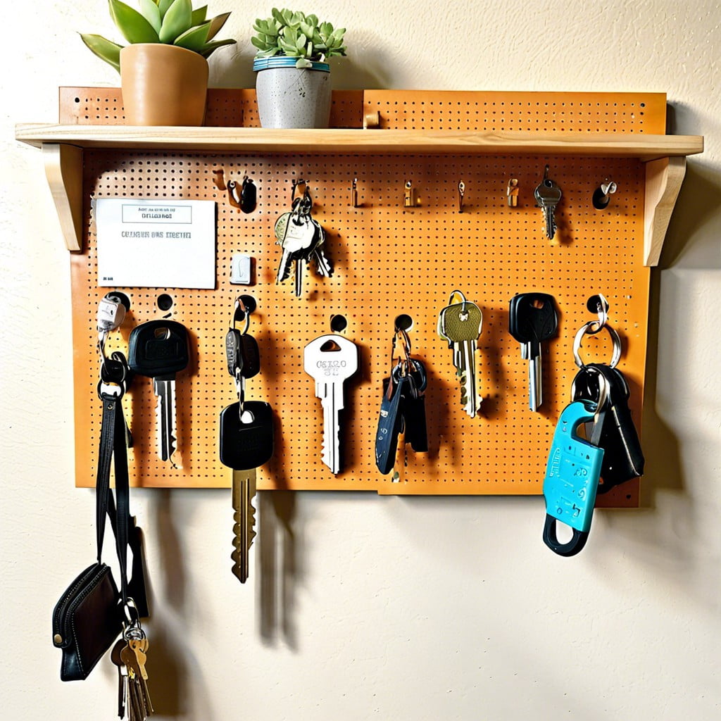 entryway key and letter pegboard
