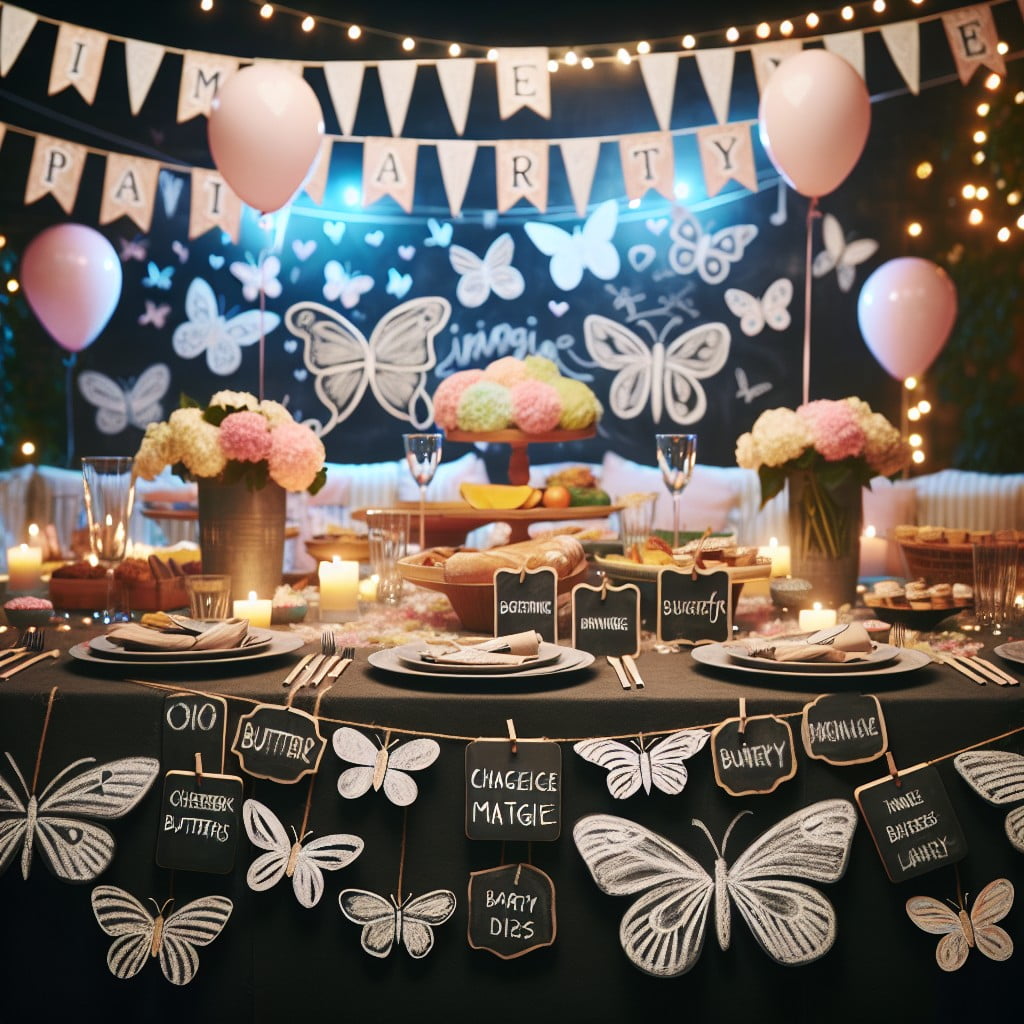 festive decoration chalk butterfly themed party ideas