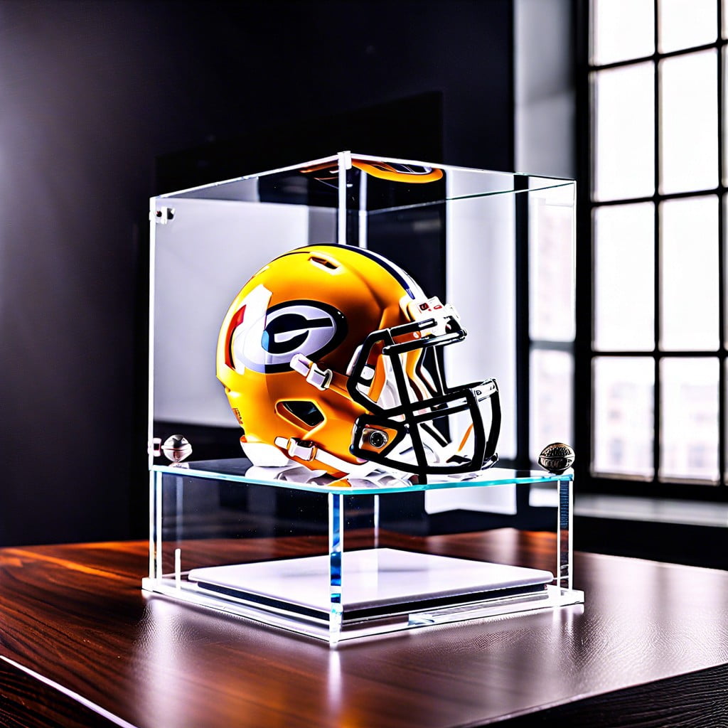 floating mini football helmet acrylic display case
