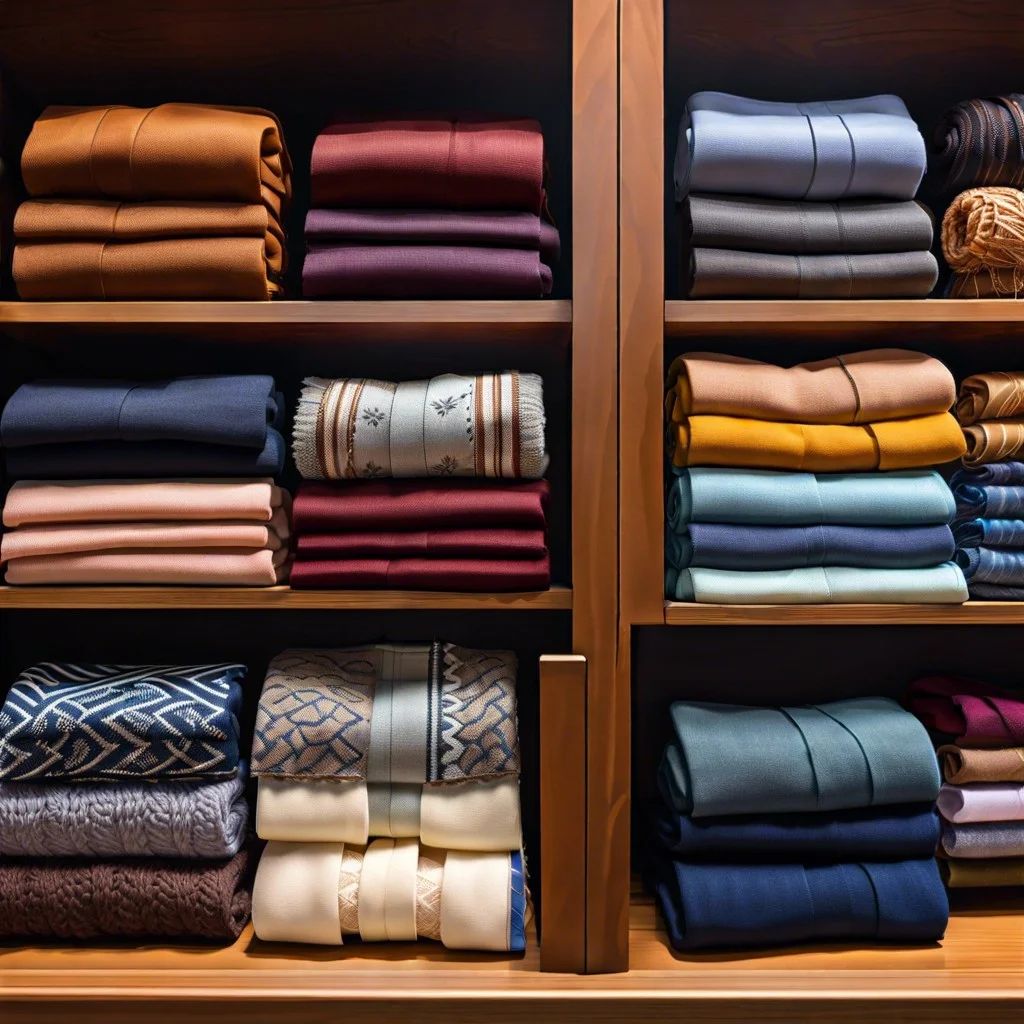 fold scarves in a standing bookshelf