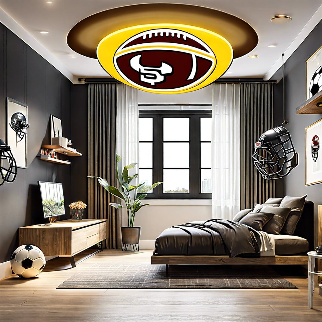 football helmet ceiling hanging display