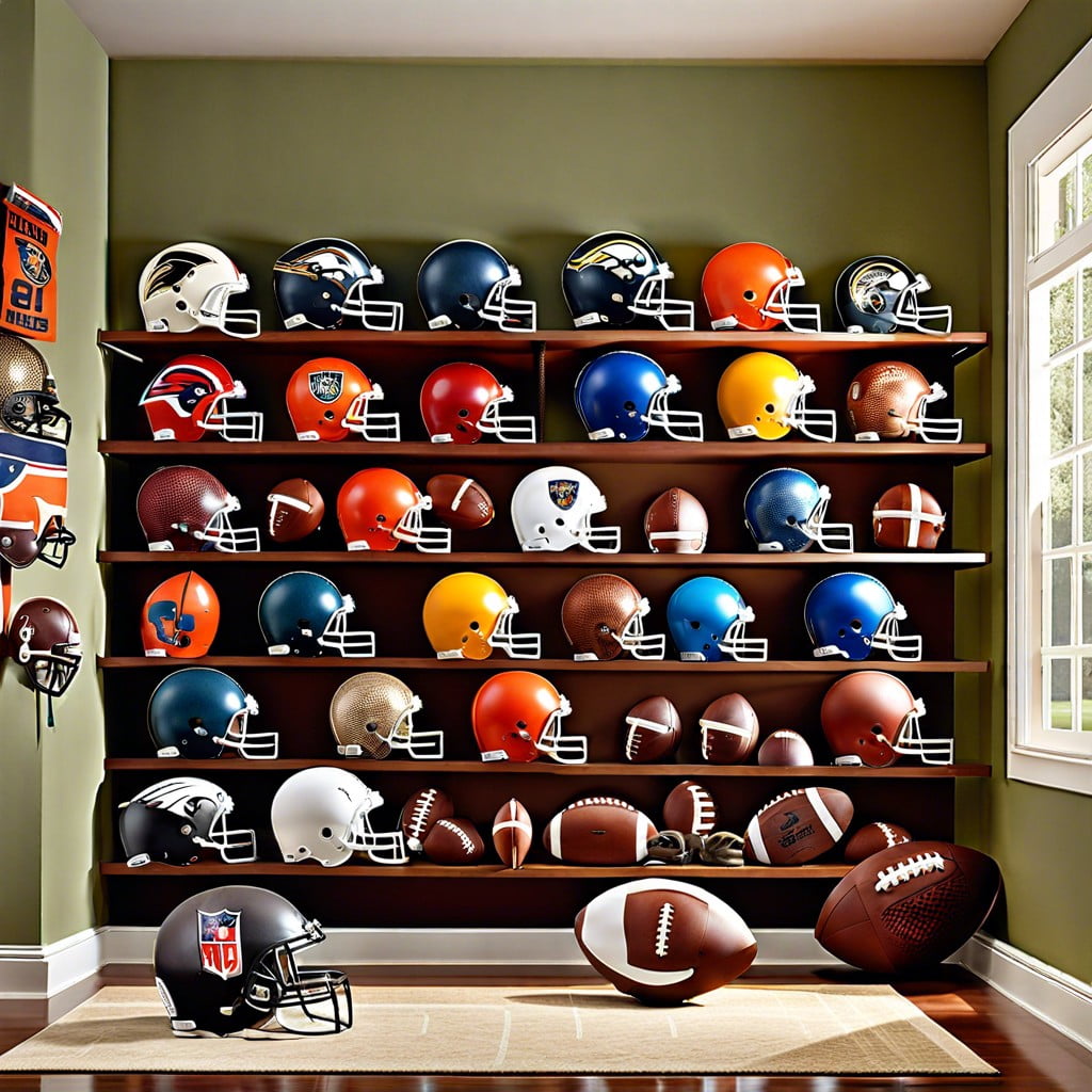 football helmet display bookshelf