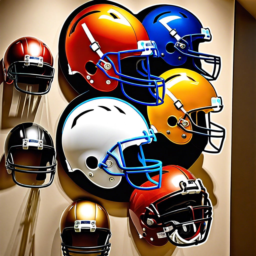 football helmet display wall panel with mirroring