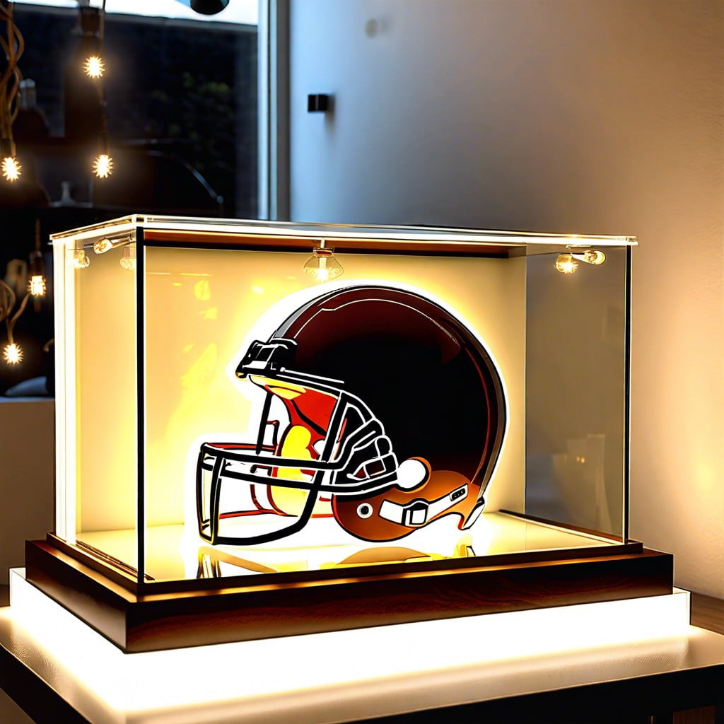 football helmet led illuminated display case