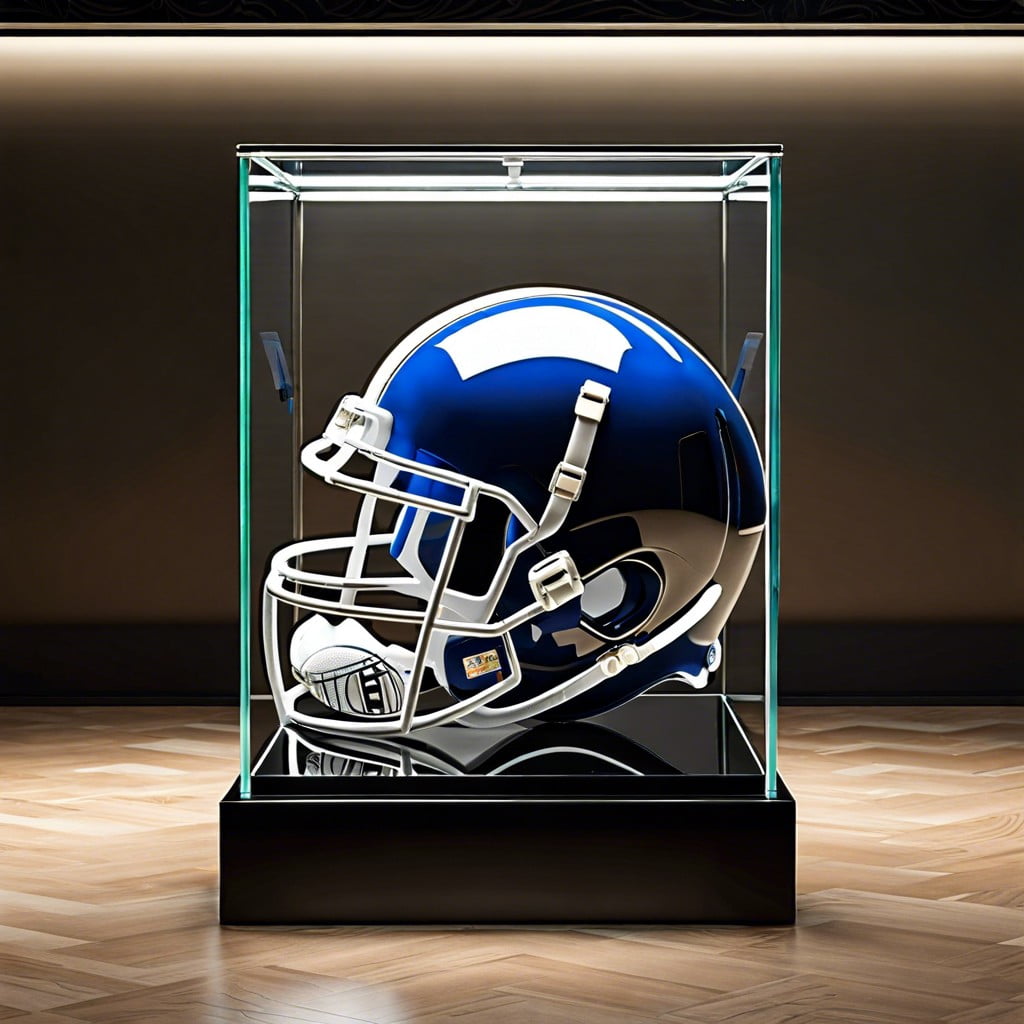 football helmet standalone glass and metal display case