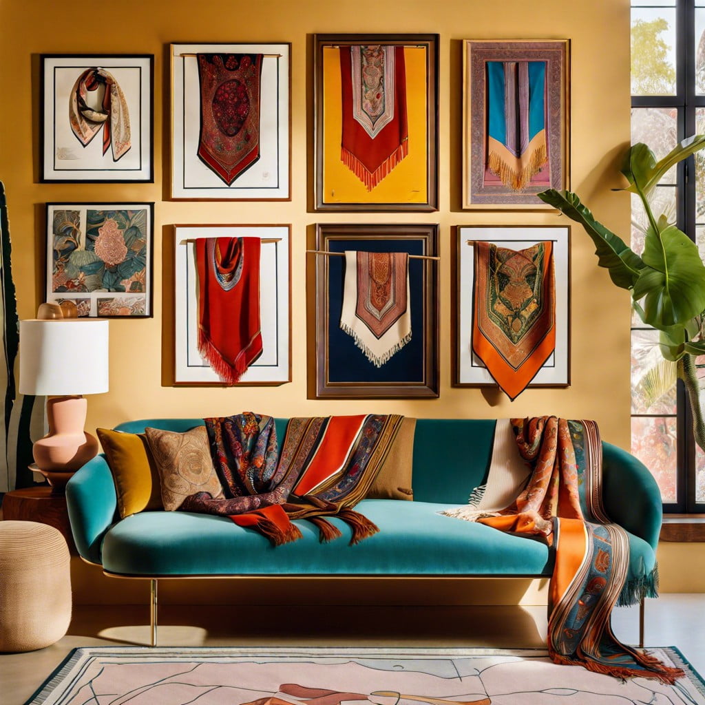 frame scarves as art pieces on the walls