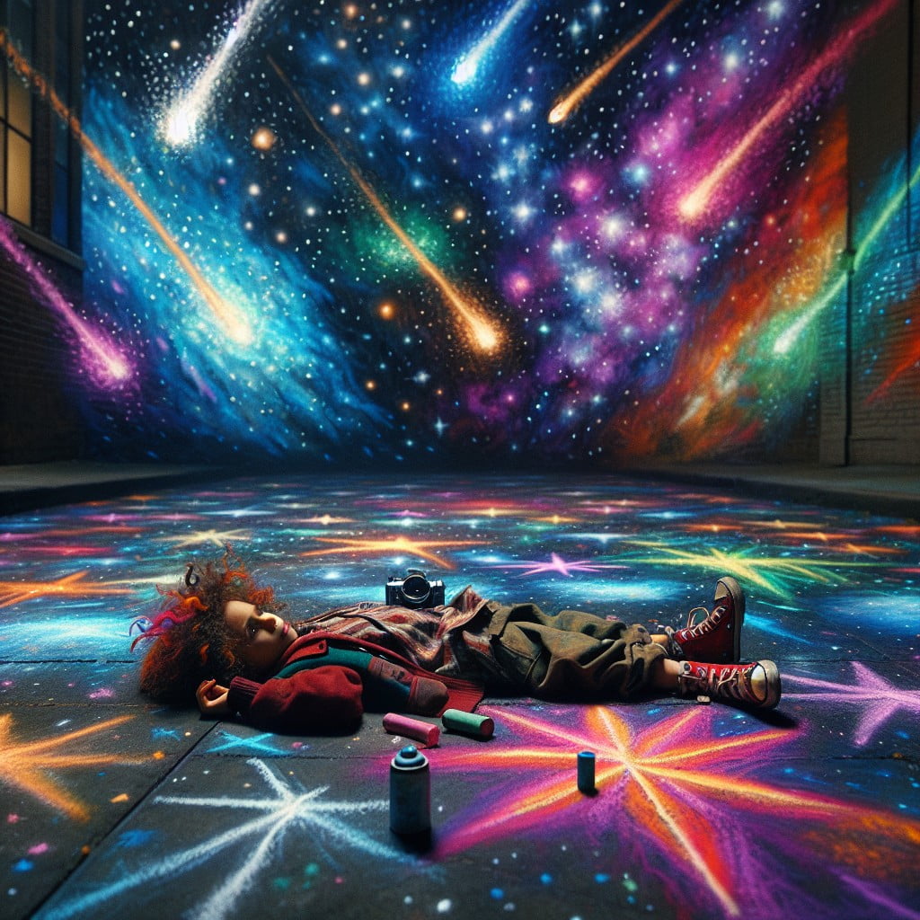 galaxy stargazing with spray chalk