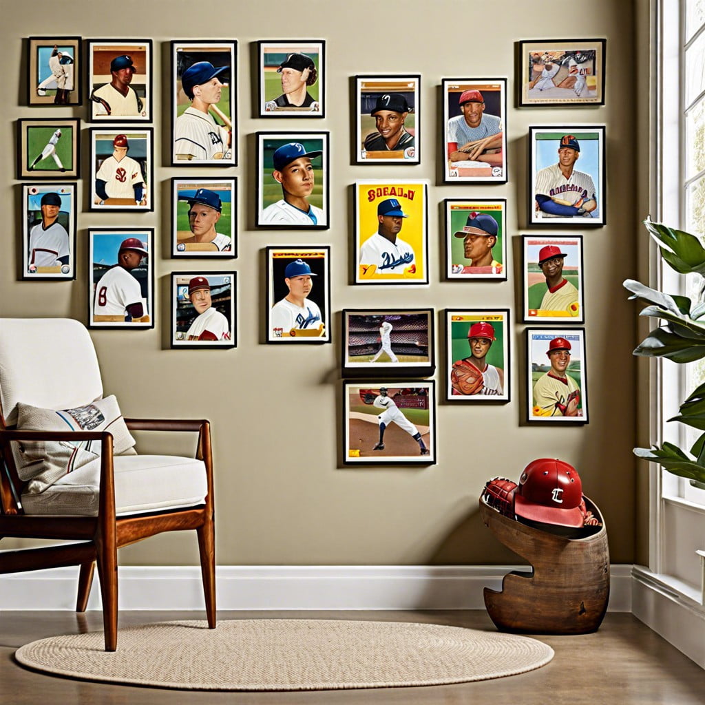 gallery style baseball card wall collage