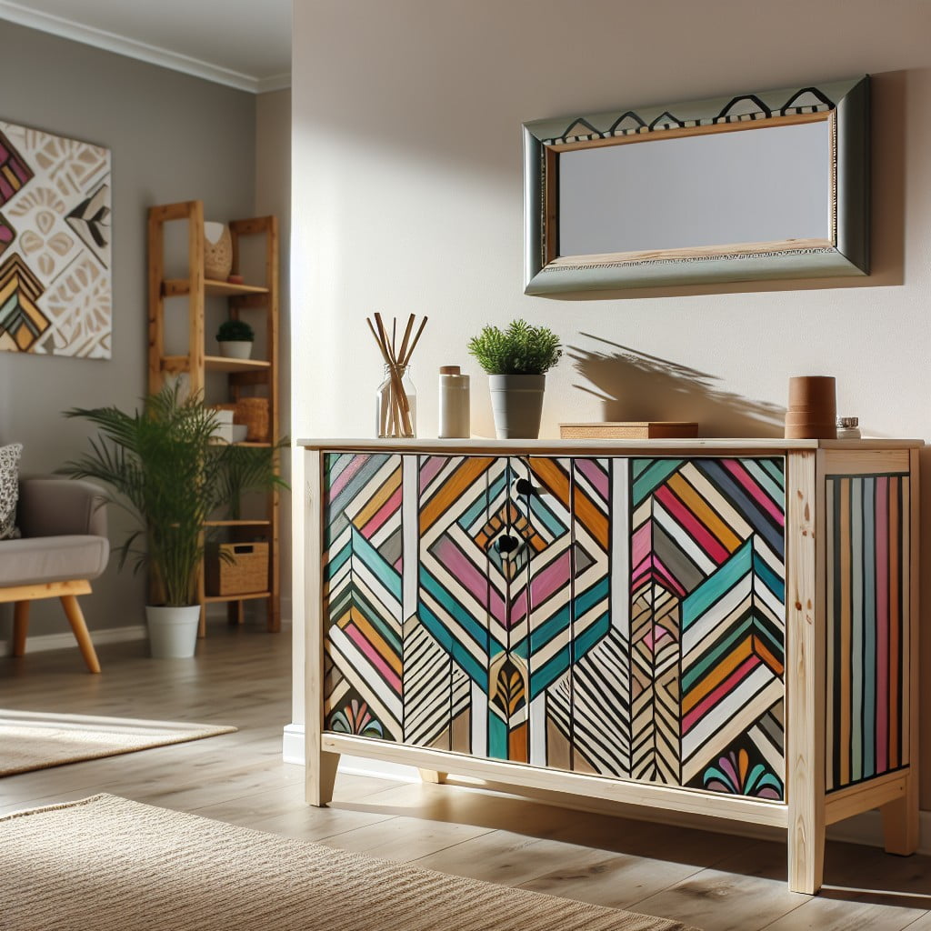 geometric patterned hall stand makeover