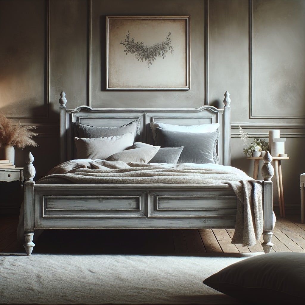 gray chalk painted bed frames