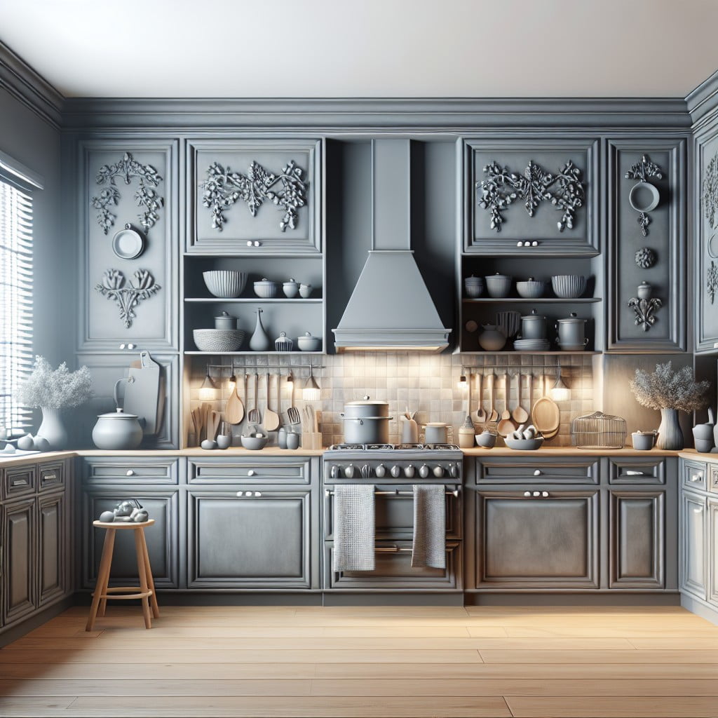 gray chalk painted kitchen cabinets