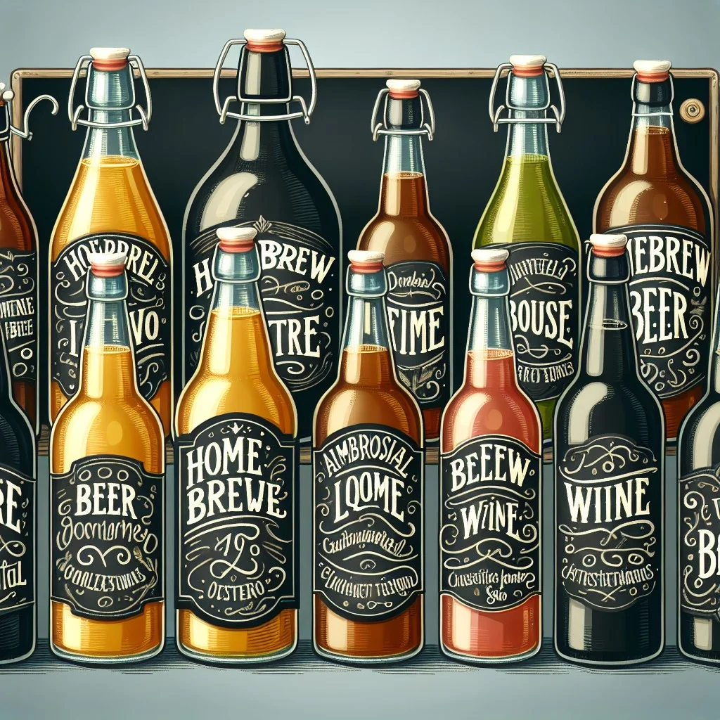 homebrew beer or wine bottle labels