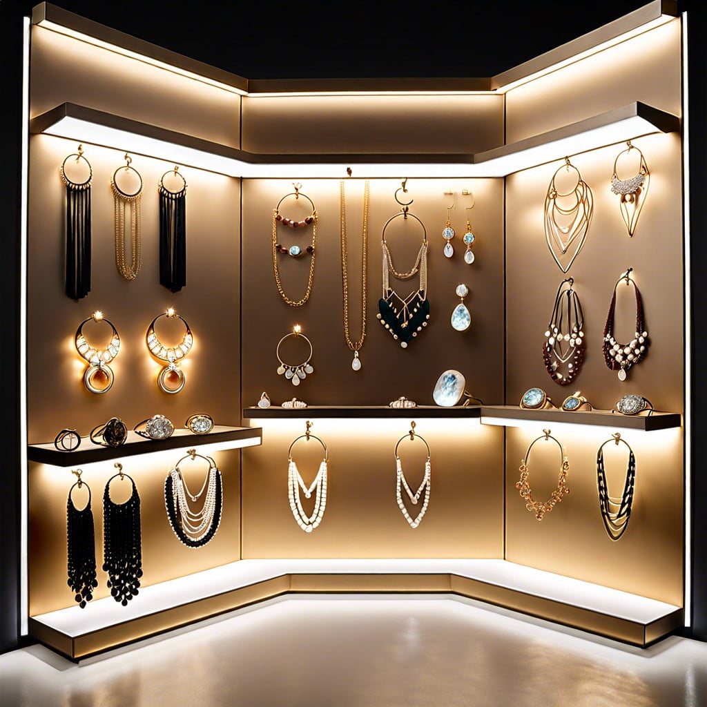illuminated gridwall for jewelry display