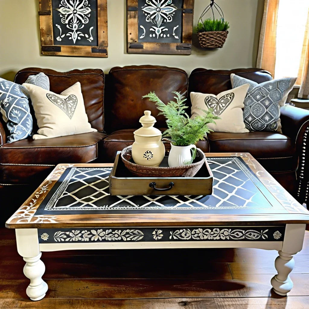 incorporating stencil designs with chalk paint® on coffee tables