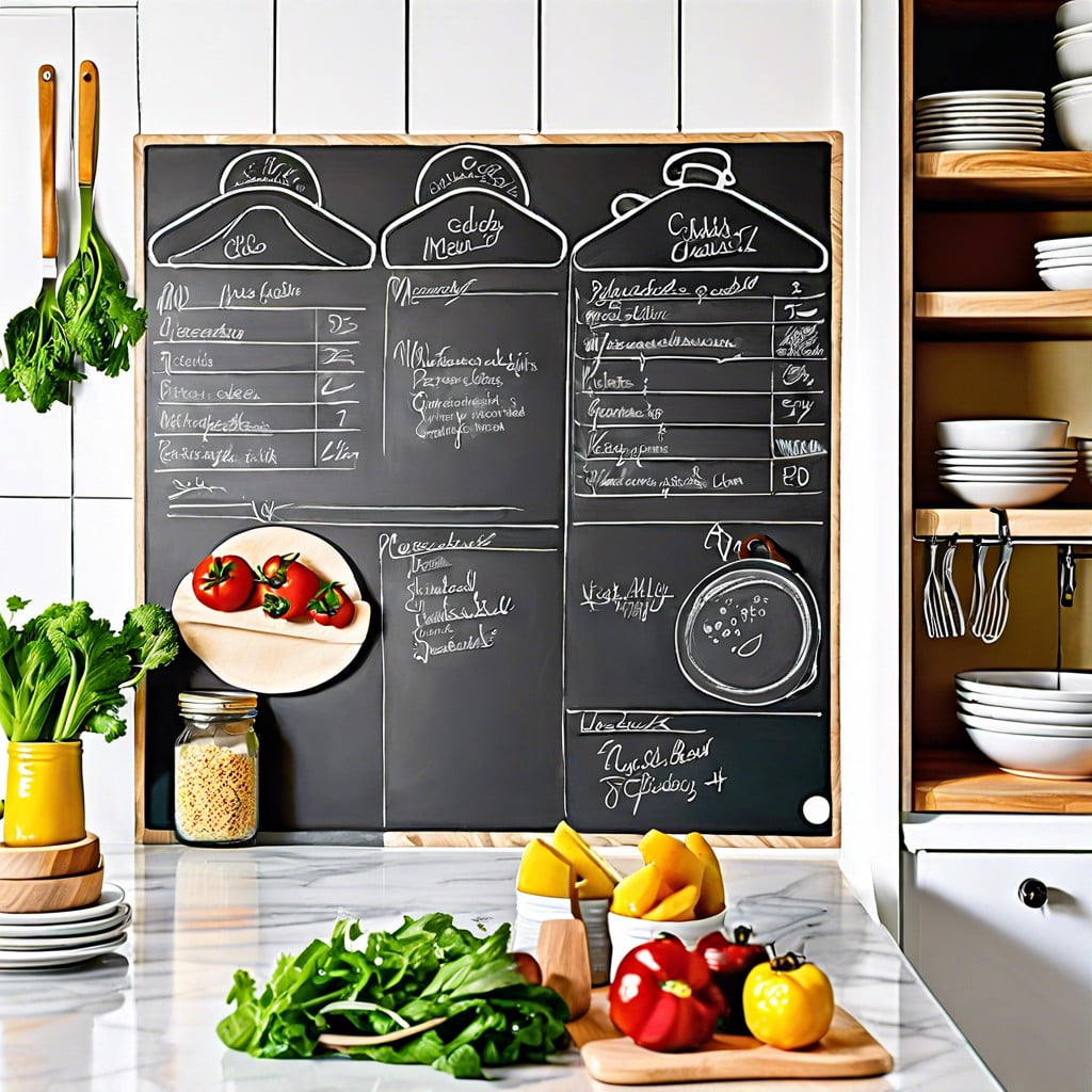 kitchen menu board plan weekly meals and grocery lists