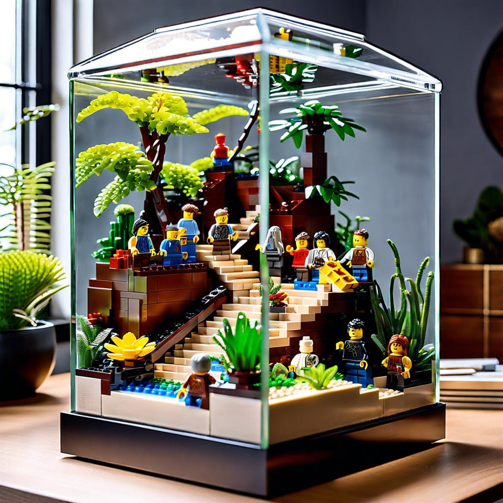 layered lego glass terrarium display