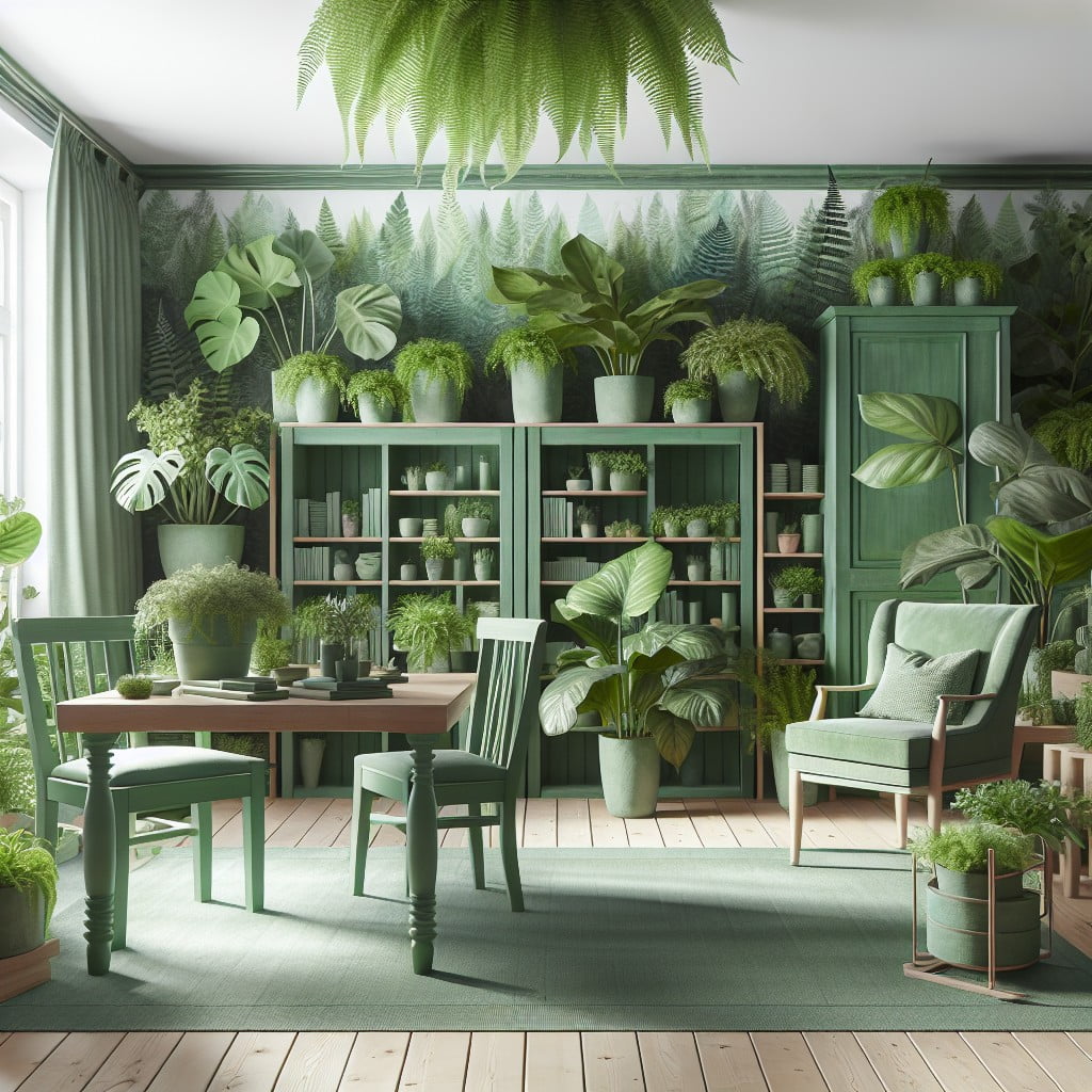 leafy green chalk paint for a botanical inspired room
