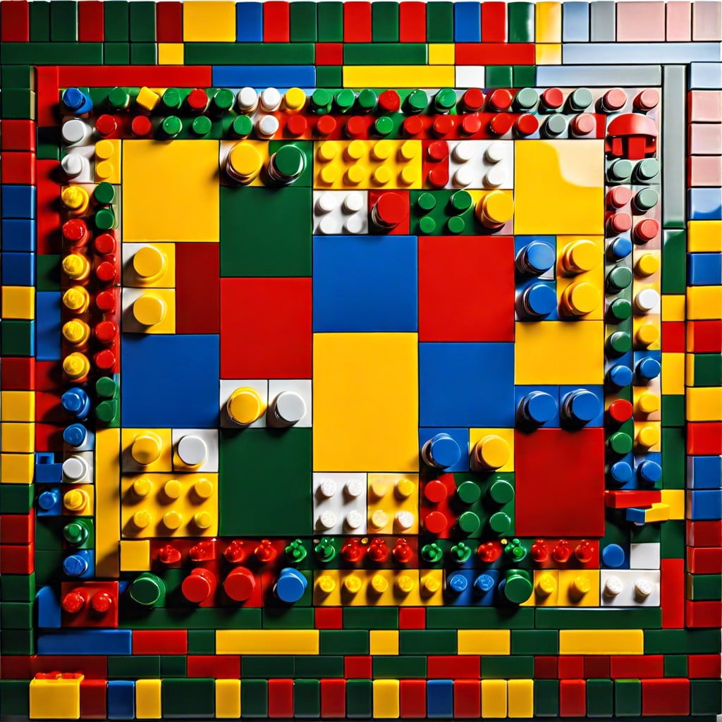lego pop art bold colorful lego mural