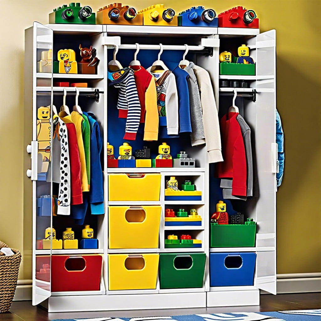 lego themed wardrobe with compartments
