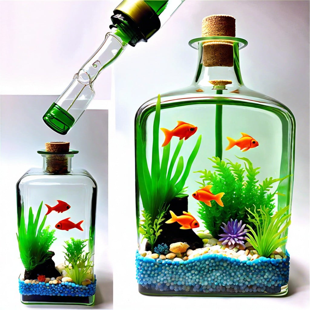 liquor bottle aquarium decoration