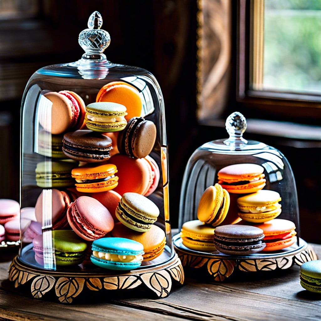macarons in glass domes