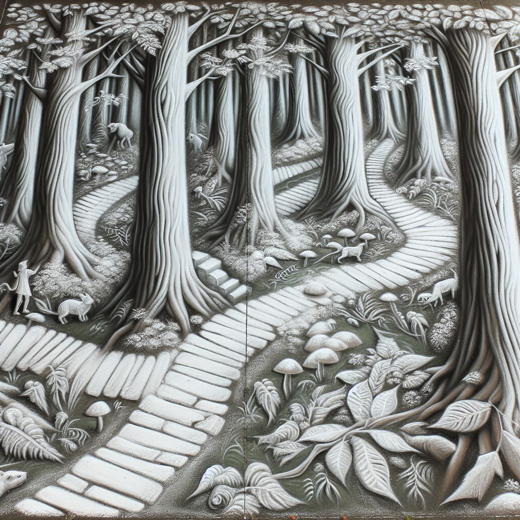 magical forest chalk scene
