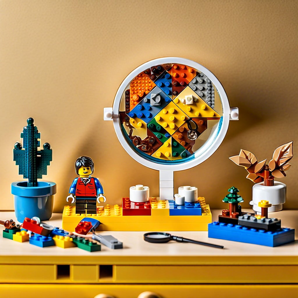 magnifying display showcase miniature lego artwork