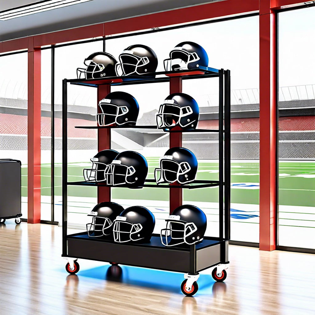 mobile football helmet showcase trolley