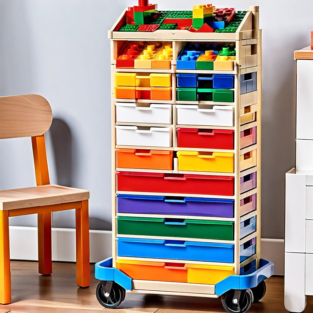 mobile lego cart with drawers