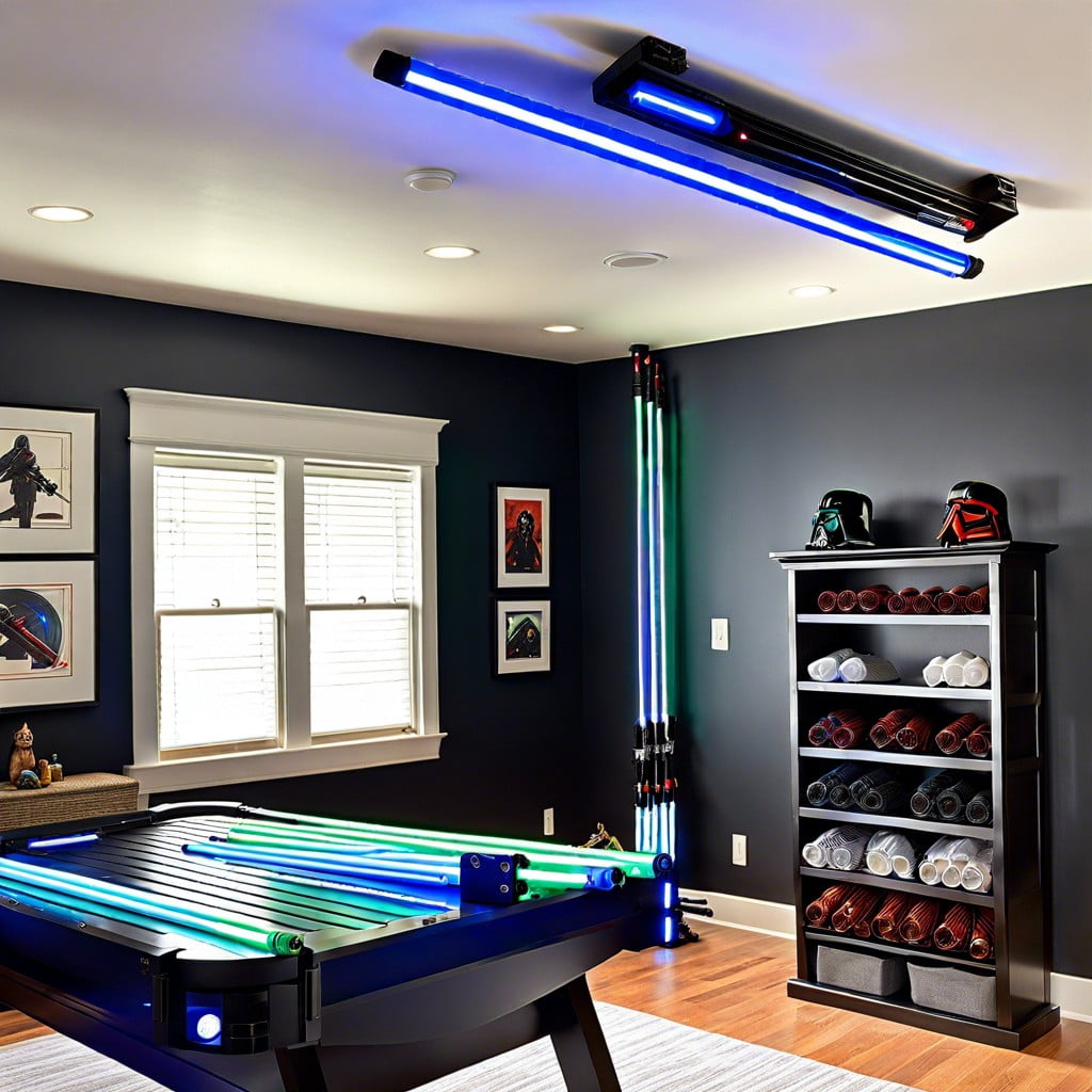 mounted ceiling display for lightsabers