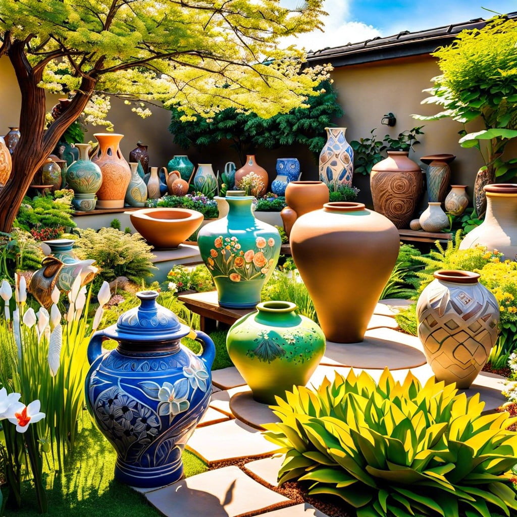 outdoor pottery exhibition in the garden