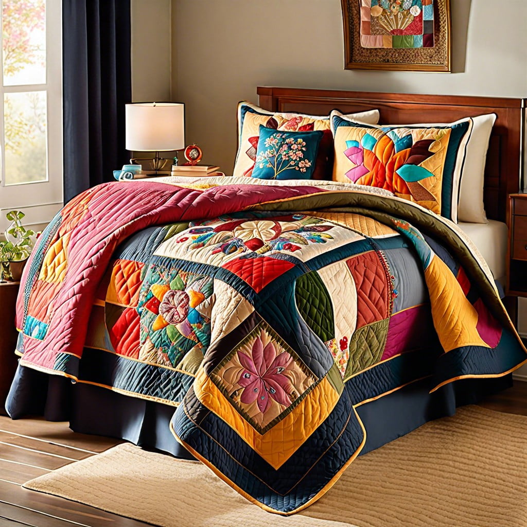 patched quilts or bed covers