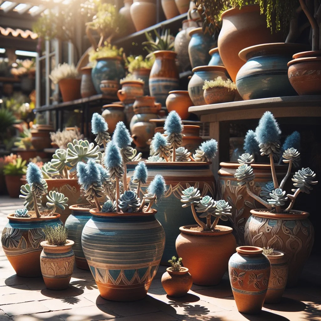 perfect pots for blue chalk stick plants